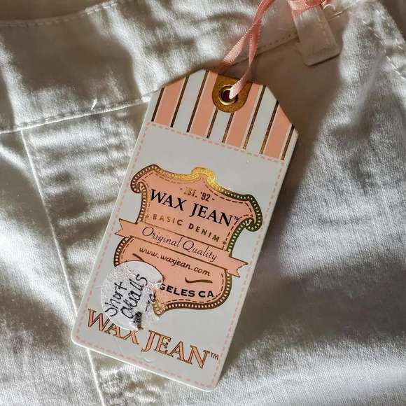 NWT WAX Jeans White Distressed Denim Shortalls Juniors Size Large - Picture 15 of 15